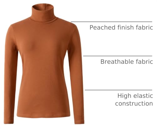 Image of Women's Soft Cotton Turtleneck Top Basic Pullover Sweater