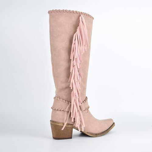 sexytag Fringe Wide Calf Cowboy Boots Studded Knee High Cowgirl Boots Tall Fashion Western Boot4