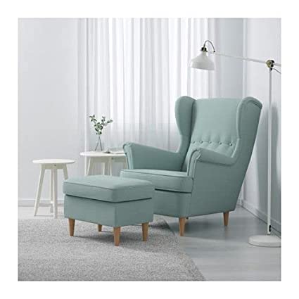 Image of Wing Chair for Living Room Bedroom High Back Arm Chair Cushioned Lounge Chair Single Seater Sofa | (Light Sky Blue)