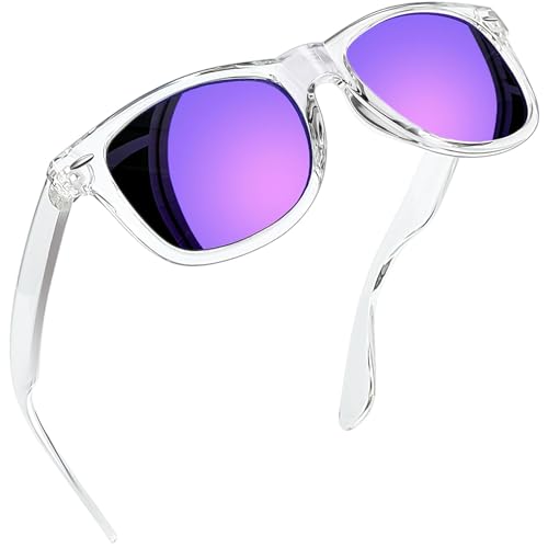 Joopin Gafas de Sol Mujer Hombre Polarizadas Clásicas Cuadradas de Moda Marco Transparente Lente Con Espejo Morado Fashion Sunglasses Men Women