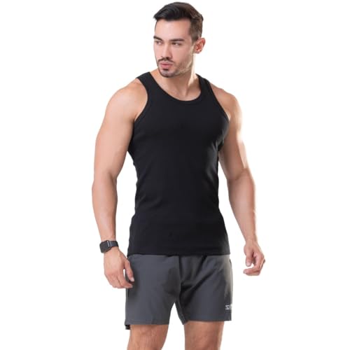 Regata Masculina Modelo Americano Fechado Canelada Algodão