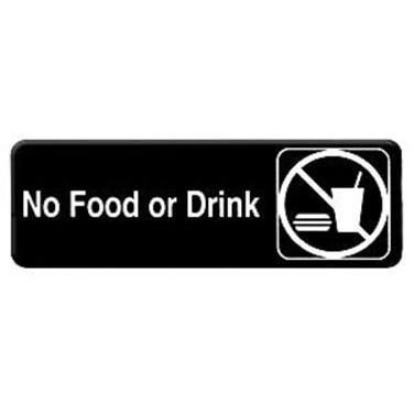 Royal IndustriesRoyal Industries Signal, Sign of Plastic, 3 cm High x 9 cm Wide, Black with White Lettering and Graphics."No Food or Drink"