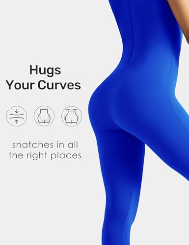 Image of speerise Women Sleeveless Turtleneck One Piece Romper for Yoga Workout Jumpsuit with Tummy Control Bodysuit