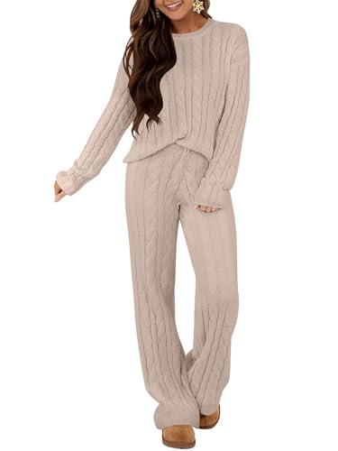 ANRABESS Women's Fuzzy Fleece Pajama Set 2 Piece Outfits Lounge