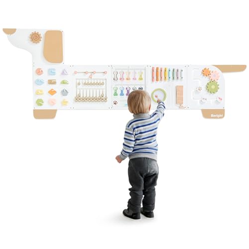 Image of Beright Dog Activity Wall Busy Board Panels, Montessori Sensory Toys, Toddler Learning Activity Center, Perfect for Toddler Playroom & Children's Daycare, White