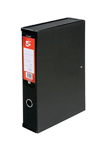 5 Star 332829 - Paquete de 5 archivadores de anillas con palanca, negro