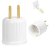 Aiwode 電球ソケット ソケット変換コンセントアダプター E26用 ソケット付きコンセントプラグ 電球ソケットE26口金 変換ソケット 白い 2個入り(電球なし)