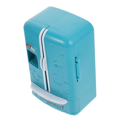 ERINGOGO Miniatura de Nevera para Casa de Muñecas de Frigorífico Azul con Doble Puerta Decoración Detallada para Muebles de Cocina Miniatura Accesorio para DIY y Paisajismo