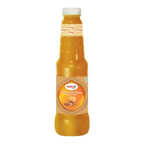 Image of Shree Guruji Butter Scotch Badam Milk Beverage 1 Litre | Refreshing Summer Drink Syrup with Almond Flavor | Traditional Sharbat for Milk, Falooda & Desserts