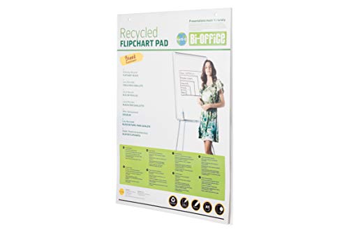 Bi-Office Earth - Flipchartblock aus Recyclingpapier, A1, Blanko, 20 Blättern, 55 g/m², 5 Flipchartblöcke