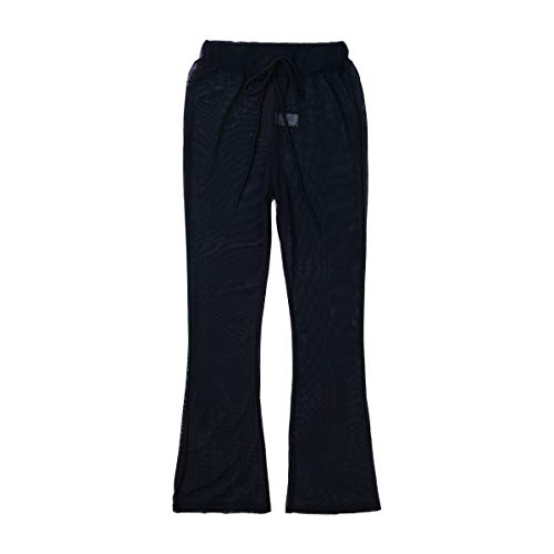 Womens See Through Sheer Mesh Chiffon Beach Pants Wide Leg High Waist Flared Bikini Bottom Cover-Ups3