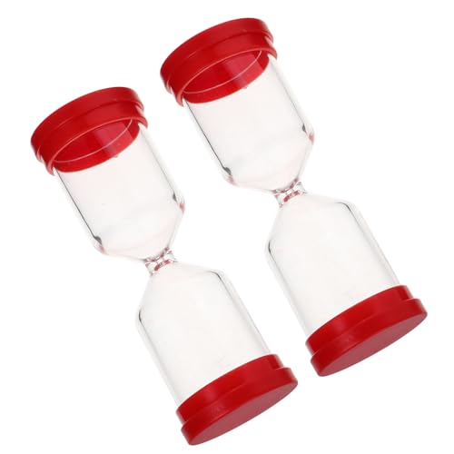 BESPORTBLE Reloj de Arena Multifunción Recargable 2 Botellas Vacías y Tapas Rojas, Temporizador para Gestión Reuniones y Rutinas de Ejercicio Hogar y Oficina