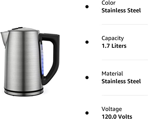 Electric Kettle Temperature Control Stainless Steel 1.7 L Tea Kettle, Bpa-Free Hot Water Boiler With Led Light, Auto Shut-Off, Boil-Dry Protection, Keeping- Warm, 1500W Fast Boiling #TOP7