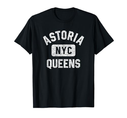 Astoria Queens NYC Gym Style Distressed White Print T-Shirt