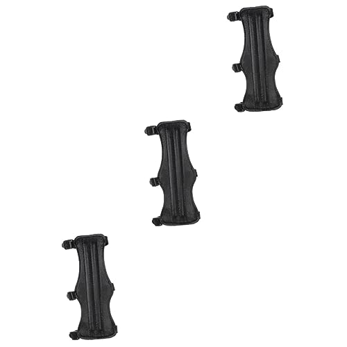 Balacoo 3pcs Leather Archery Arm Guard Safe Strap Armband Triple Buckle for Bowstring Protection