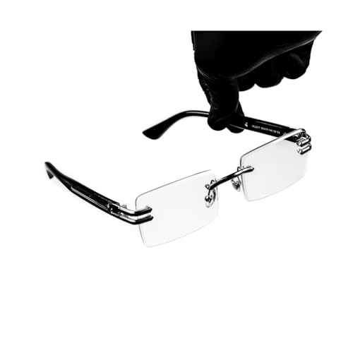 Retro Vintage Rectangular Style Designer Rimless Clear Lens SilverFrame Eyewear Unisex Square Frameless Men’s Women Clear Tint Rectangle Hip Hop Eye Glasses