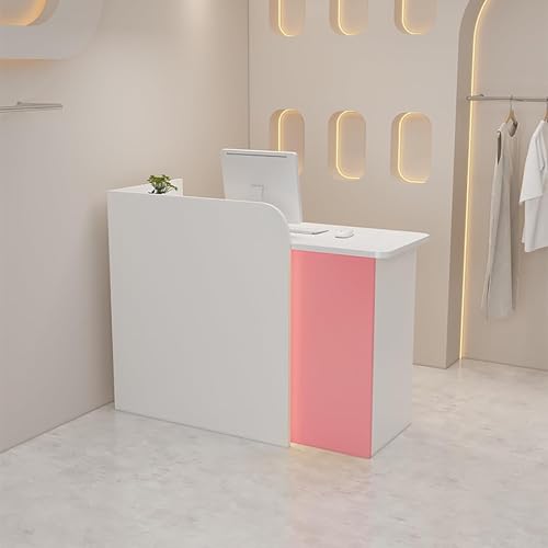 Comptoir de réception moderne avec tiroirs verrouillables – Comptoir d'entreprise élégant pour supermarchés, hôtels, magasins de vêtements et magasins de thé au lait – Rose 80 x 50 x 100 cm