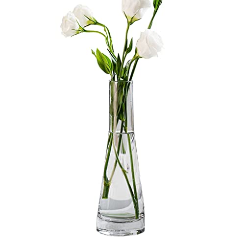 Vase en verre soufflé fait à la main - Vase en verre transparent à tige unique - Décoration pour fête de mariage, maison et bureau (transparent)