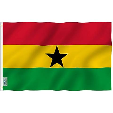 Anley Fly Breeze 3x5 Foot Ghana Flag - Vivid Color and UV Fade Resistant - Canvas Header and Double Stitched - Ghanaian National Flags Polyester with Brass Grommets 3 X 5 Ft Cover
