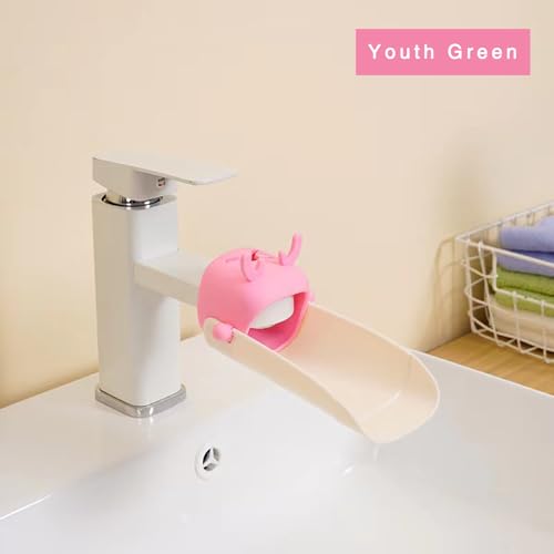 Image of Upgraded Version of the Little Deer Toddler Faucet Extender, Suitable for Bathroom, Kitchen, Bathtub Sink, Suitable for Most faucets (2-Pack Pink + Green)