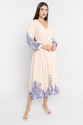 فستان متوسط الطول للنساء من نيشي، لون بيج، مقاس XL، NI-S34672