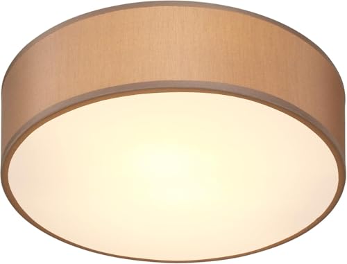 MONZANA® Plafonnier moderne 40W rond 30 cm 1 flamme E27 lampe en tissu lampe de plafond éclairage salon chambre bureau luminaire taupe