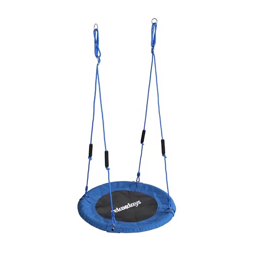 Relaxdays Nestschaukel runde Hängeschaukel Schaumstoffgriffe Kinder verstellbar Outdoor Ø: 80 cm bis 100 kg blau