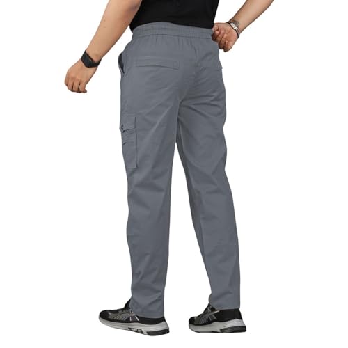 Image of Unisex 100% Cotton Cargo Pants for Men & Women | Multi Pocket Utility Combat Trousers | Regular Fit | Breathable Durable Fabric | Casual Travel Outdoor Wear | Color Dark Grey | Size (30-40)