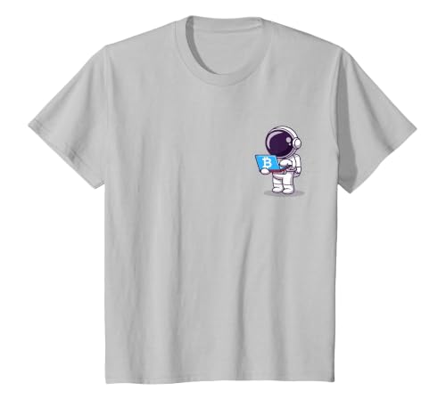 Astronaut Buy Ticket to Moon with BTC Bitcoin T-Shirt, Youth, Silver Grey, Large