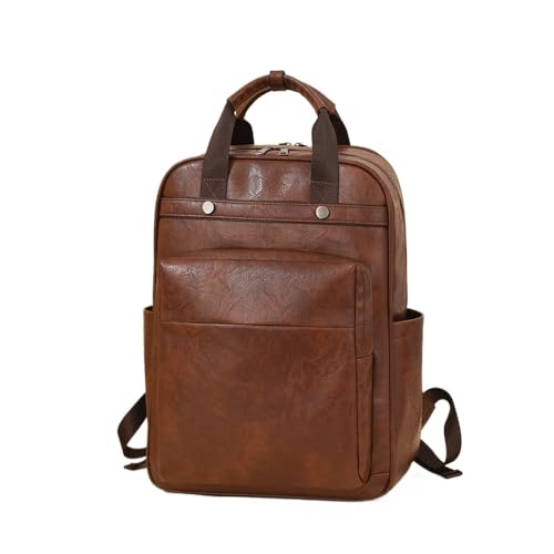 Laptop Backpack for Women Pu Leather Travel Backpack 15.6 Inch Work Computer Bags for Business College (Brown)2