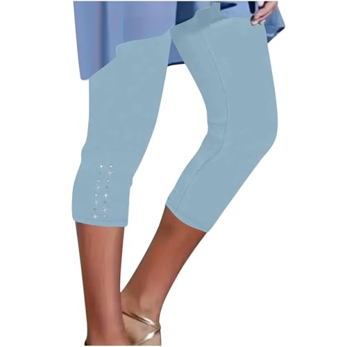 Pantalones de Mujer de algodón y Lino de Verano Ligeros cómodos Pantalones Casuales de Mujer Sueltos Pantalones de Playa 9/10 Longitud