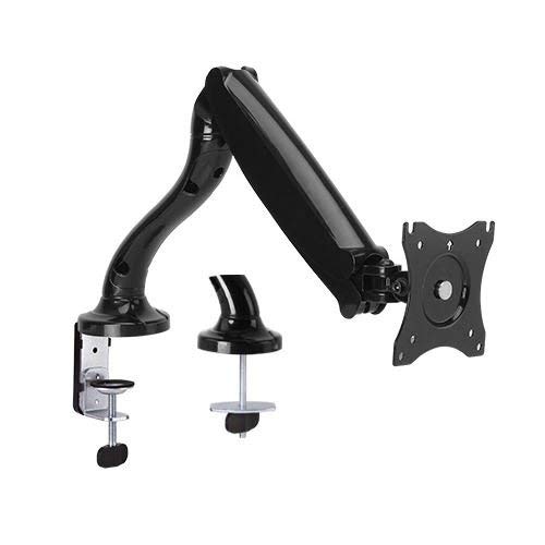 Rife-Single-Monitor-Desk-Mount-Gas-Spring-Single-Arm-Monitor-Stand-Desk-VESA-Mount-for-17-to-27-Inch-Screen-with-Clamp-and-Grommet-Mounting-Base-Black