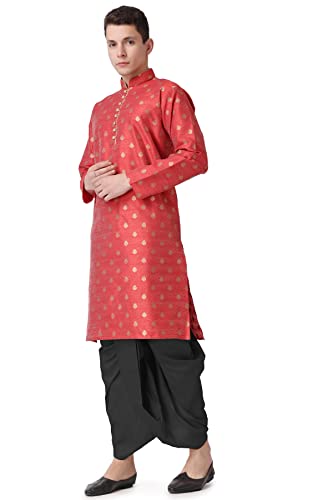 Image of Royal Kurta Men's Silk Blend Printed Kurta Dhoti Set