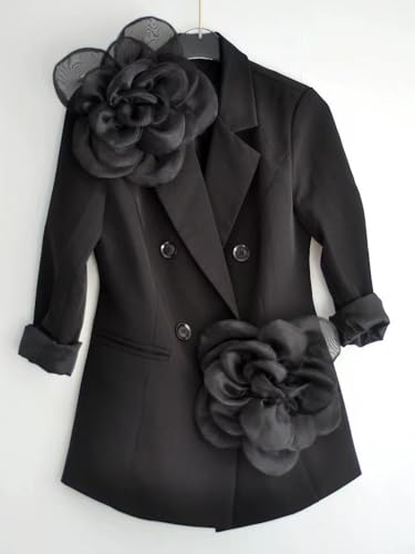 Image of Large Camellia Flower Brooch Pin for Women Fashion Dainty Lightweight Organza Satin Fabric Big Brooches Lapel Pins Wedding Dance Party Dress Accessories Exaggerated Jewelry Gift