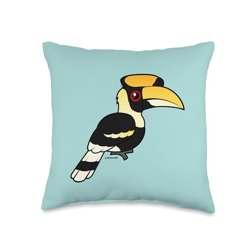 Great Hornbill Cute Cartoon Birdorable Bird Throw Pillow
