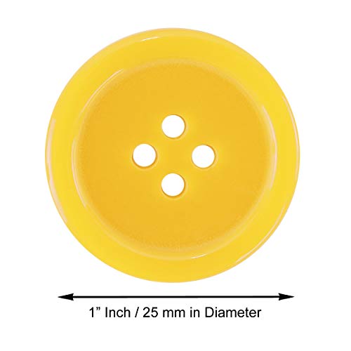 100 Pack 1 Inch Buttons Flatback Sewing Colored For Arts & Crafts, Fashion Clothing, Diy Projects (Yellow) #TOP7