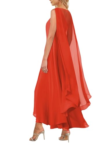 Image of Aisbei Women's Elegant One Shoulder A Line Flowy Maxi Dress Evening Gowns Party Formal Wedding Guest Dresses with Cape