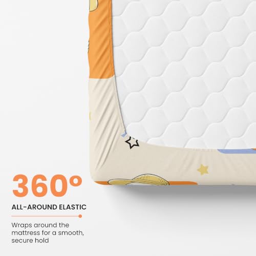 Image of LORETO - A QUALITY LINEN BRAND 186 TC 100% Pure Cotton Double /Queen Fitted Bedsheet with 2 Pillow Covers for 78 x 60 Inch Mattress, All-Around Elastic, 8 Inch Deep Pocket, Playful Ducks