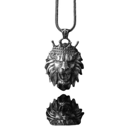 Collier lion en argent 925 sterling pour homme au design ciselé zodiaque