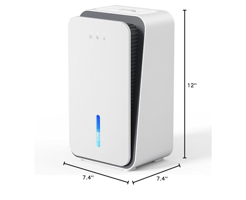 Image of Dehumidifier for Home, Quiet Portable Dehumidifier with Auto Shut Off, 7-Color LED Light for Basement, Bedroom, Bathroom,Snowy