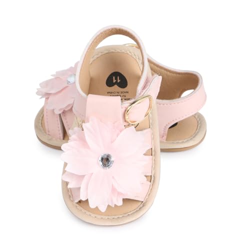 Image of HsdsBebe Baby Girls Sandals Bohemia Flower Bow Soft Sole Toddler First Walkers Beach Summer Shoes