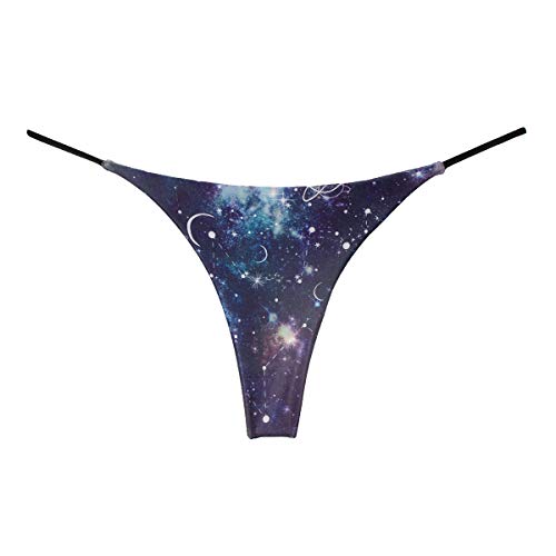 Women Underpants Seamless Thong Temptation Underwear High Waist G-String (XS, Galaxy print)