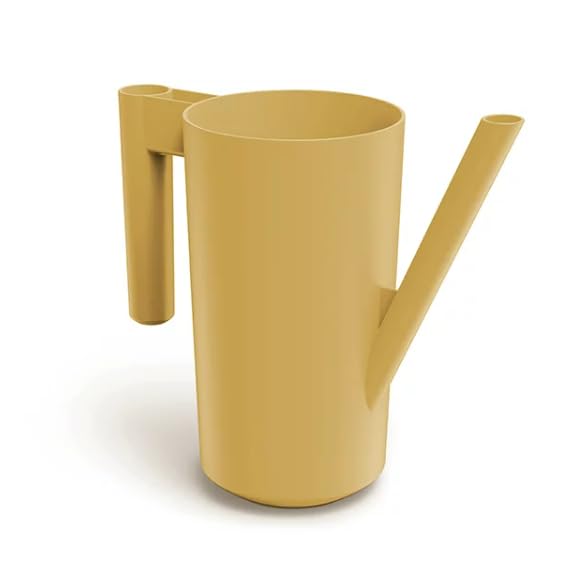 B2C Plastic Plant Watering Can Jug Indoor 2L for houseplant Lightweight Matt Finish Modern Long Spout Large handle (Mustard)