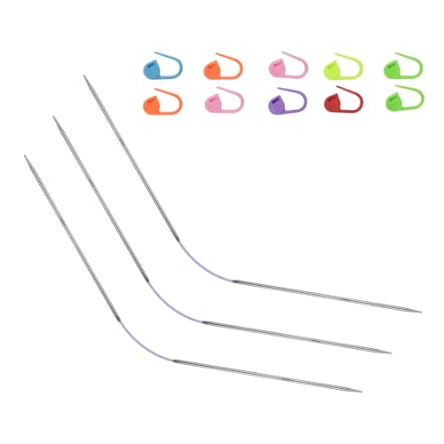 2.0MM 23cm/9in Flexible Knitting Needles 3-Piece Set Circular Knitting Needles Double-Pointed Knitting Needles Perfect for Small Projects (Baby Socks Dolls Mittens Coasters)