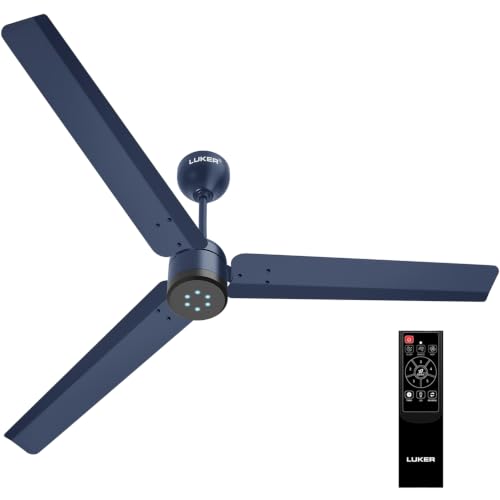 Image of LUKER JVLuker USA Aerozen Plus 1200mm BLDC Ceiling Fan IR Remote BEE 5 Star 65% Energy Saving High Air Delivery Low Noise LED Indicator Reverse Mode for Living & Bedroom (Ocean Blue - Matt Finish)
