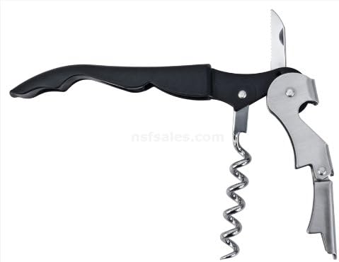 New Star Foodservice 48223 Folding Waiters Wine Bottle Corkscrew Beer Cap Opener with Plastic Bird Style Handle, Black