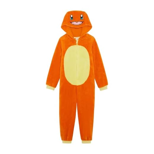 Pokémon Mono con Capucha para niños o niñas, Pijama Todo en uno, Charmander, Edad de 5-6 años