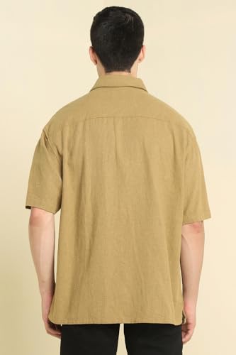 Image of Allen Solly Men's Textured Casual Shirt | Drop Shoulder | Half Sleeve | Relaxed Fit | Casual & Streetwear Style
