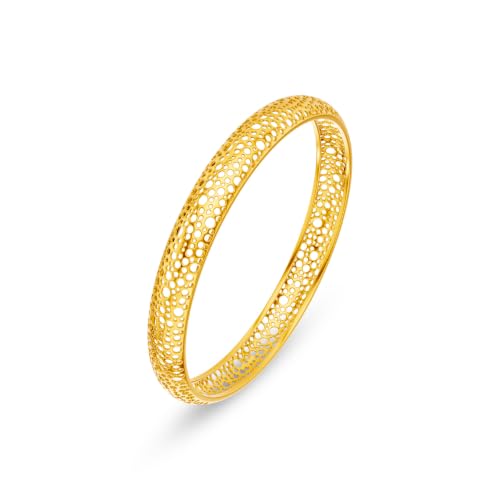 Image of KISNA 9KT Bubbelle Gold Bangle For Women | BIS Hallmarked Yellow Gold Bangle | Lightweight Daily Wear Gold Jewellery | Gift for Wife, Mother & Sister | S 2.5 Anna