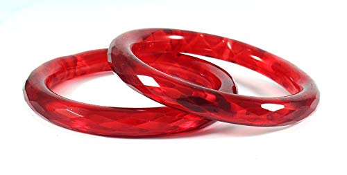 Image of NMII Traditional Glass With Diamond Cutting Pattern Glossy Finished Stylish Kada Set For Women And Girls | Crystal Glass Kada Bangles Set For Wedding, Festive